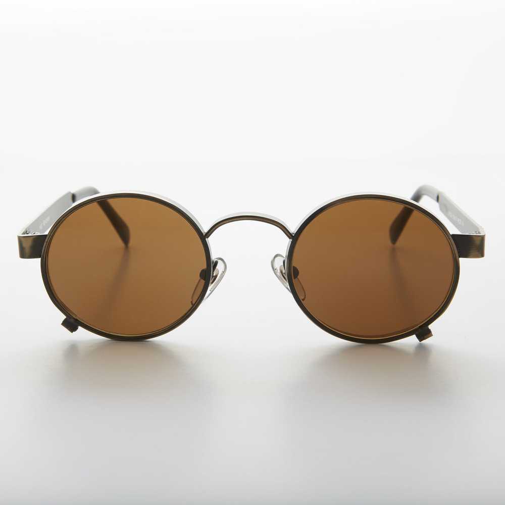 Round Steampunk Vintage Thick Rim Sunglass - Rank… - image 4