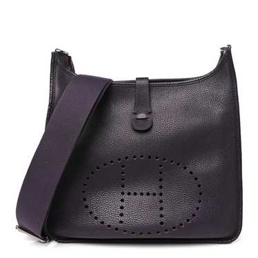 HERMES Taurillon Clemence Evelyne III GM Raisin