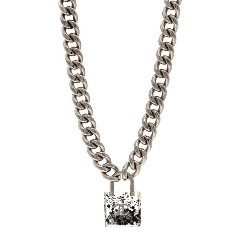 CHANEL Resin CC Oversized Padlock Chain Necklace … - image 1