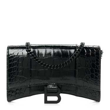 BALENCIAGA Shiny Calfskin Monochrome Crocodile Emb