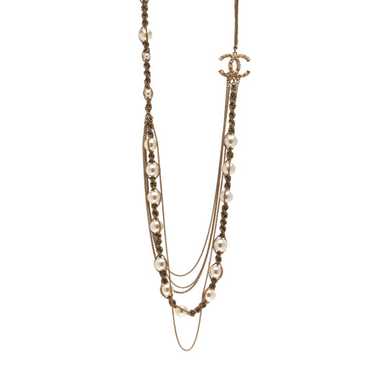 CHANEL Pearl Chain CC Long Multistrand Necklace Go