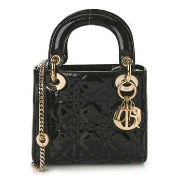 CHRISTIAN DIOR Patent Cannage Mini Lady Dior Black