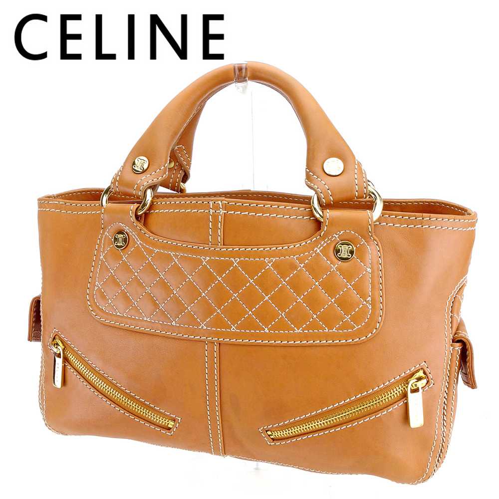 Celine Handbag Bag Tote Boogie Light Brown Gold L… - image 1