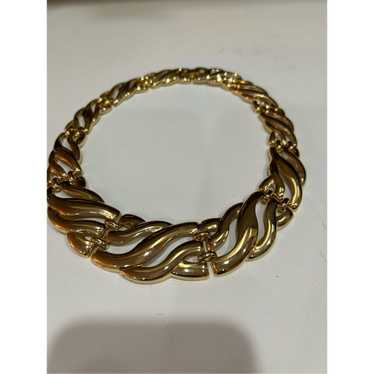 Other Vintage Gold Tone Wide Link choker Necklace… - image 1