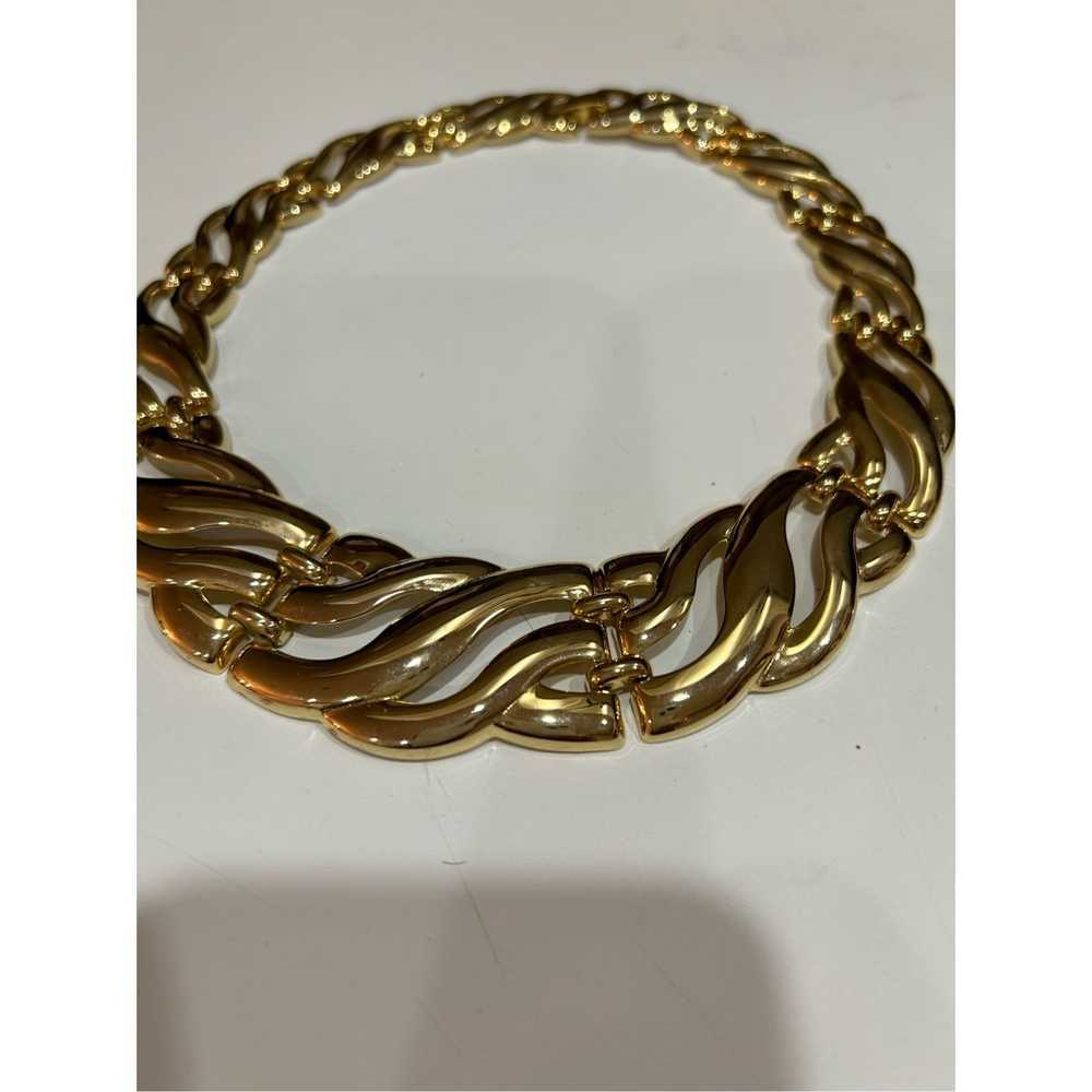 Other Vintage Gold Tone Wide Link choker Necklace… - image 2