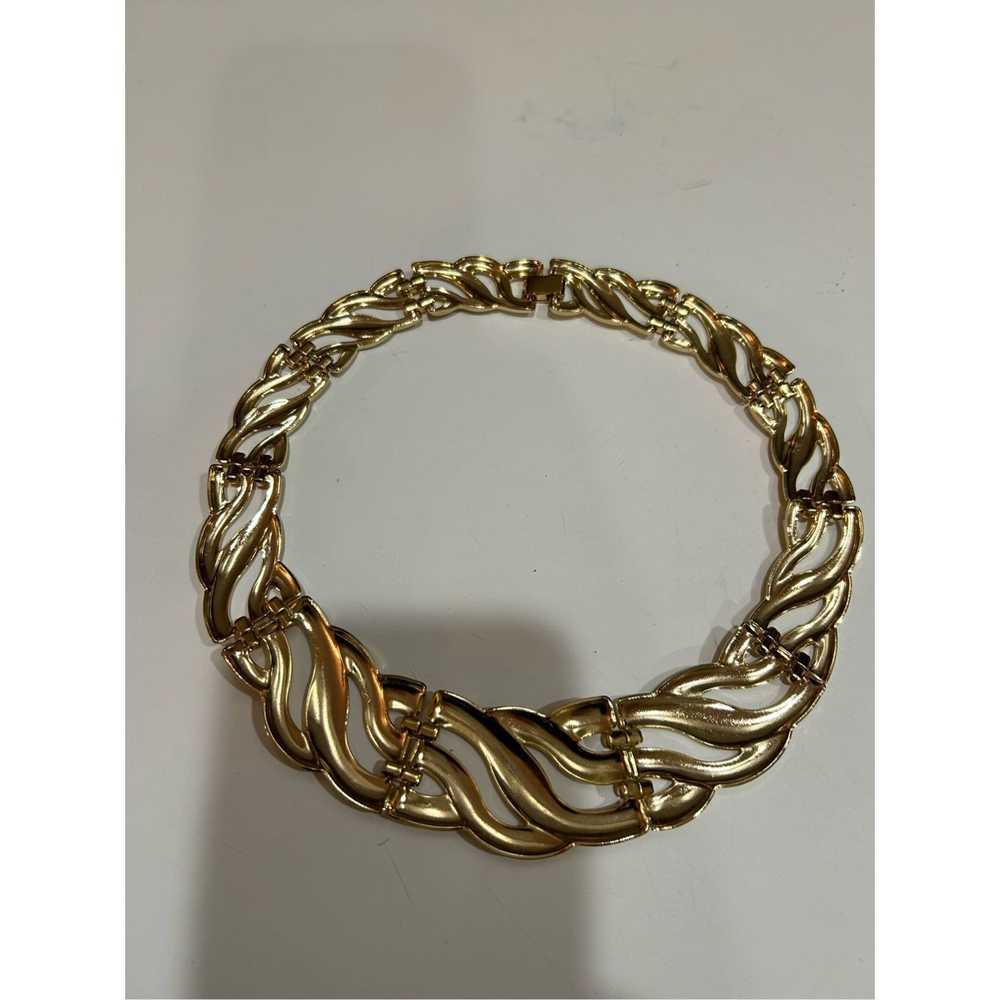 Other Vintage Gold Tone Wide Link choker Necklace… - image 4