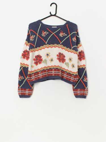 90s vintage Next cropped floral sweater – Small / 