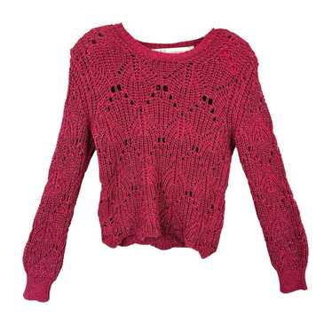 IRO Paris newest Aryna Pink Fuchsia Metallic Knit Scalloped Pullover Sweater Large