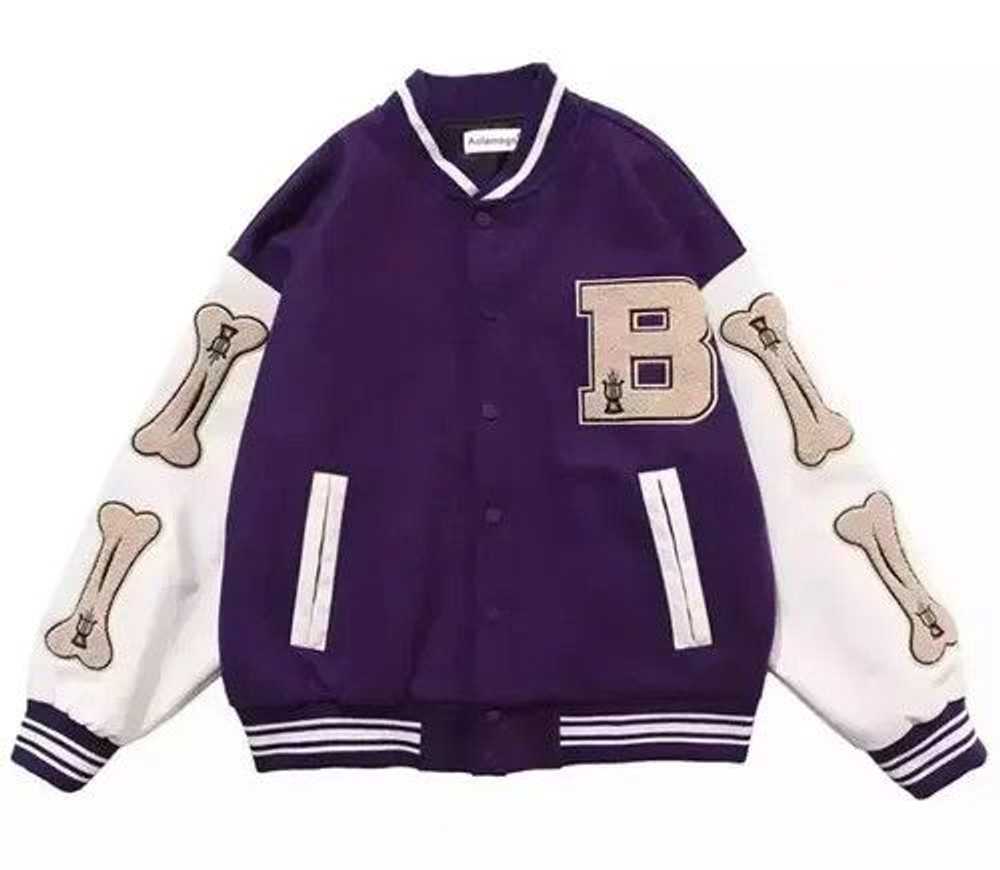 Streetwear × Vintage Bone Patchwork Varsity Jacket - image 4