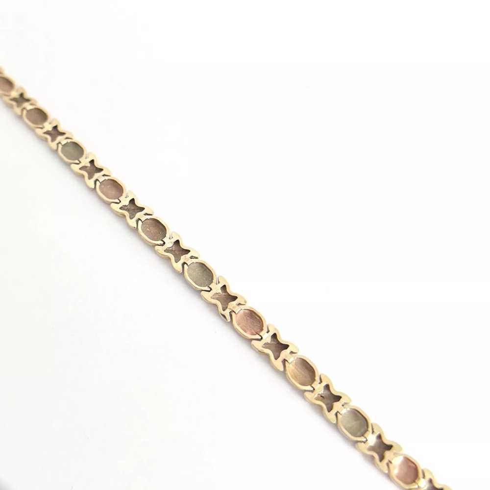 Estate Tri-Color XO Chain Link Bracelet 10K Yello… - image 7