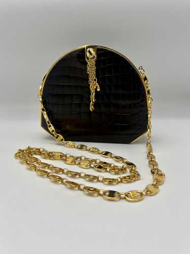 Bruno Magli Couture 60s Black Leather & Gold Box B