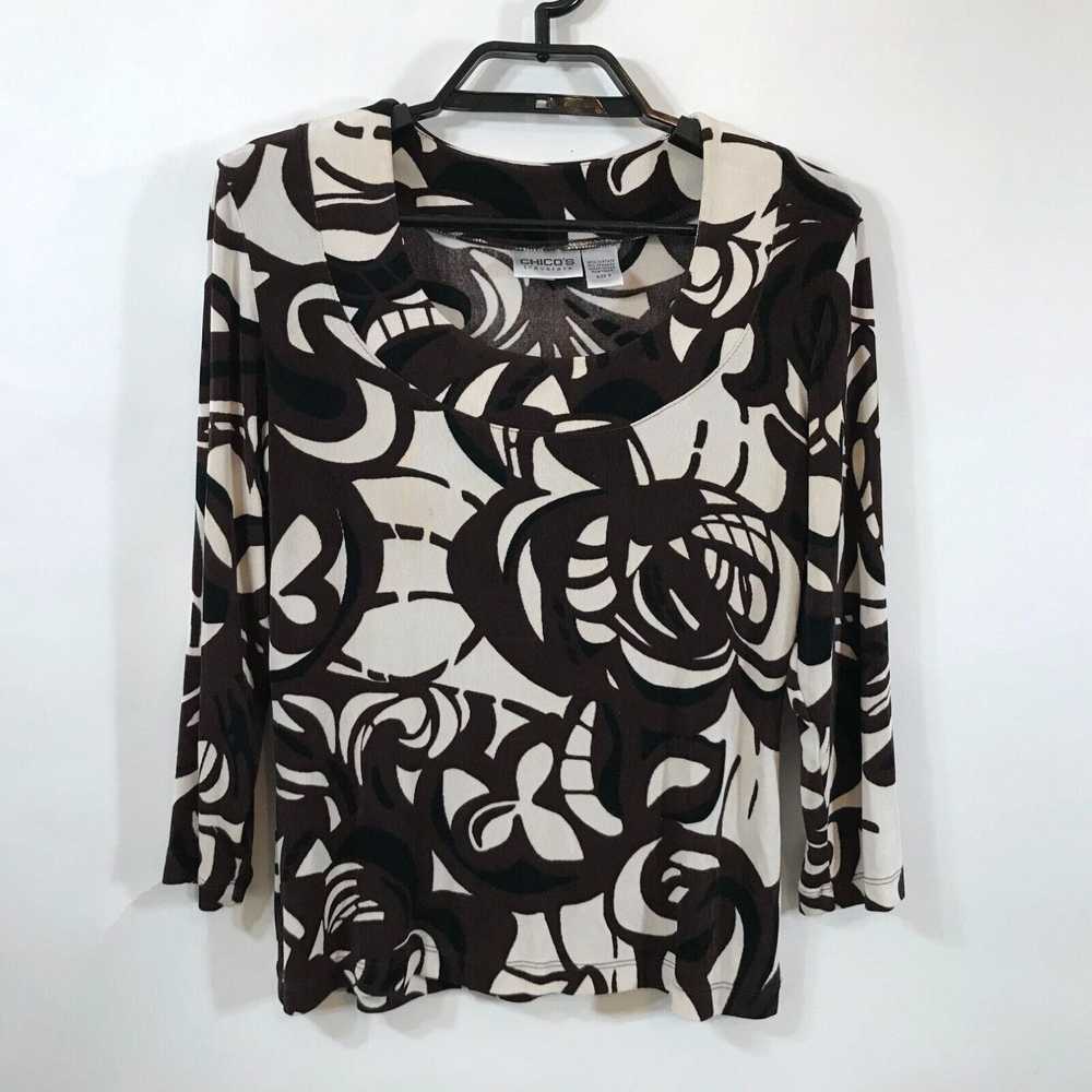 Vintage Chico's Travelers Blouse Size 0 Floral Mu… - image 1