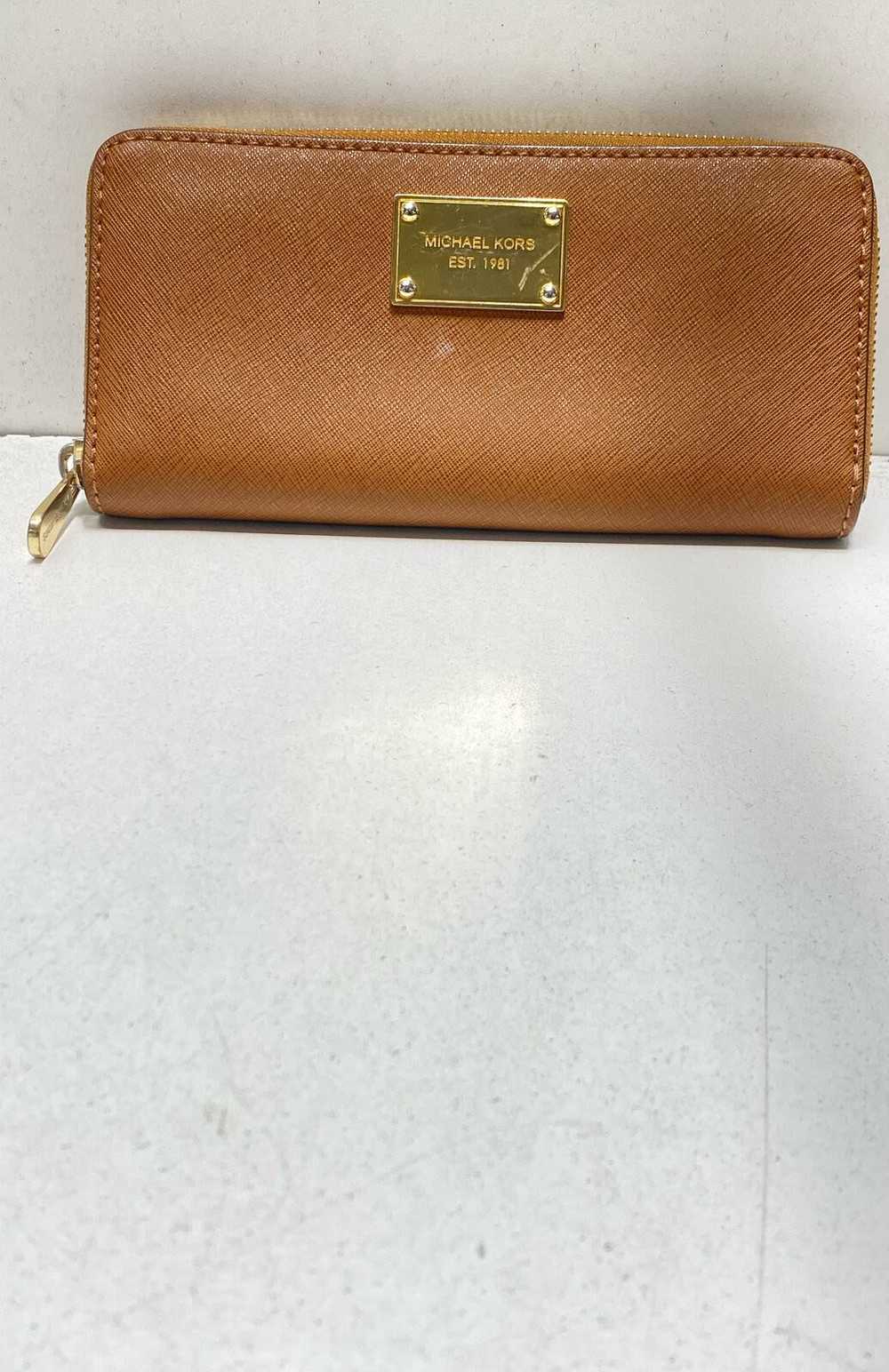 Michael Kors Brown Leather Zip Around Wallet - image 1