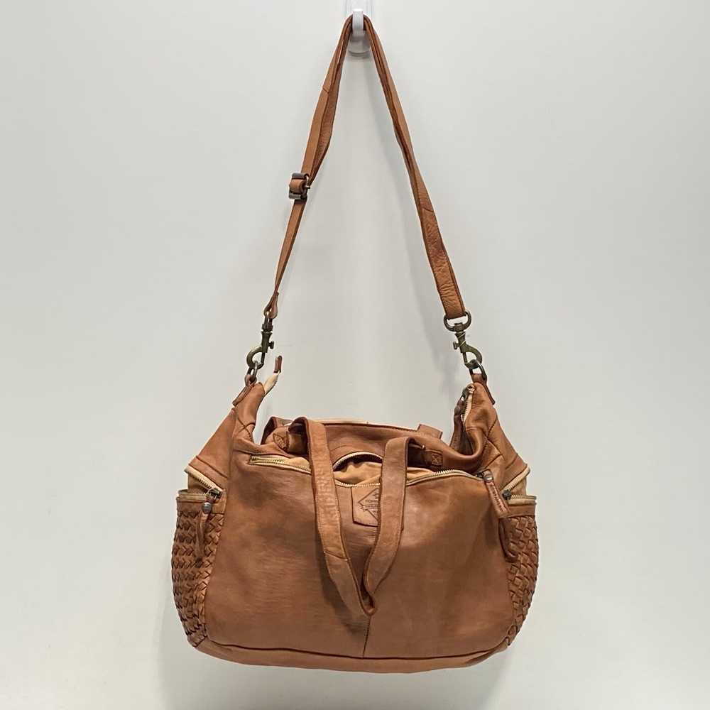 Kompanero Brown Woven Leather Large Hobo Shoulder… - image 1