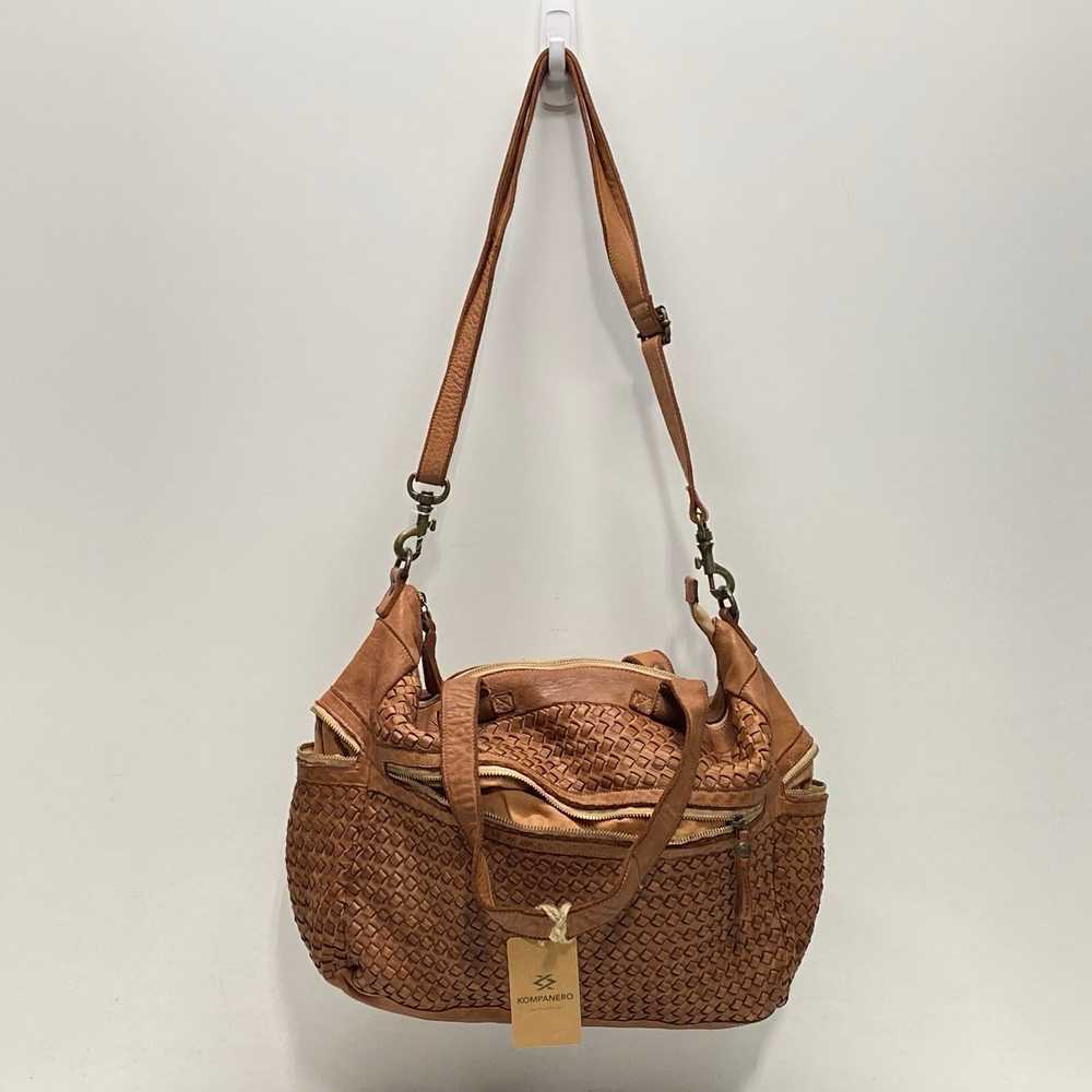 Kompanero Brown Woven Leather Large Hobo Shoulder… - image 2