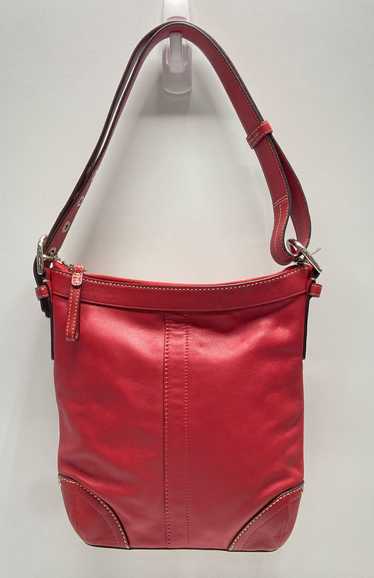 Coach Leather Slim Top Zip Shoulder Bag Red