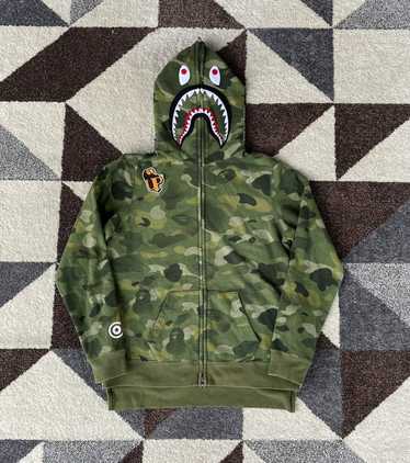 Bape Bape Green Camo Shark Fullzip Hoodie - image 1