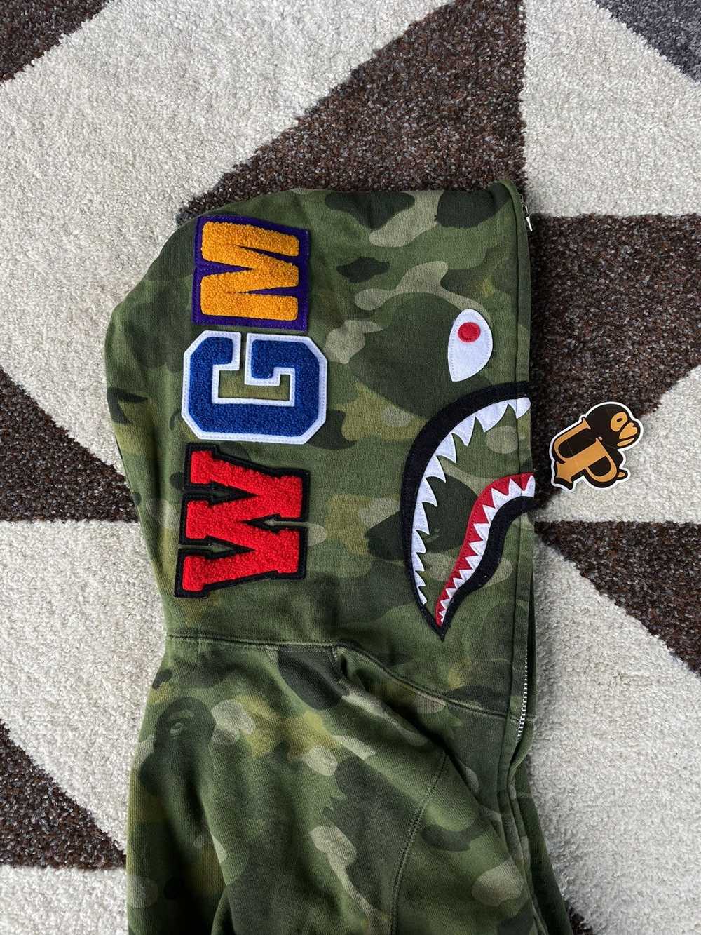 Bape Bape Green Camo Shark Fullzip Hoodie - image 3