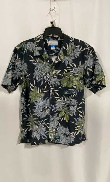 Columbia Mens Blue Tropical Short Sleeve Hawaiian 