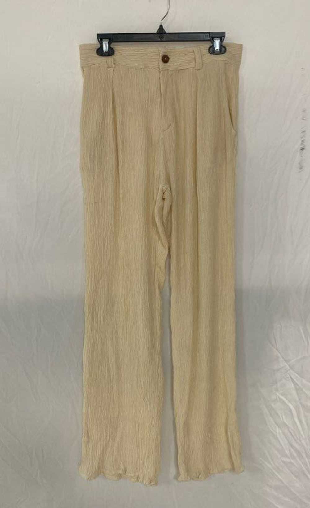 Savannah Morrow Beige Pleated Silk Blend Pants M … - image 1