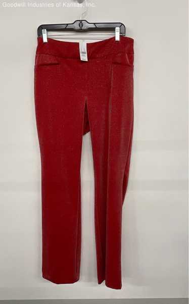 NY & C Red Pull-On Glitter Straight-Leg Ponte Pant