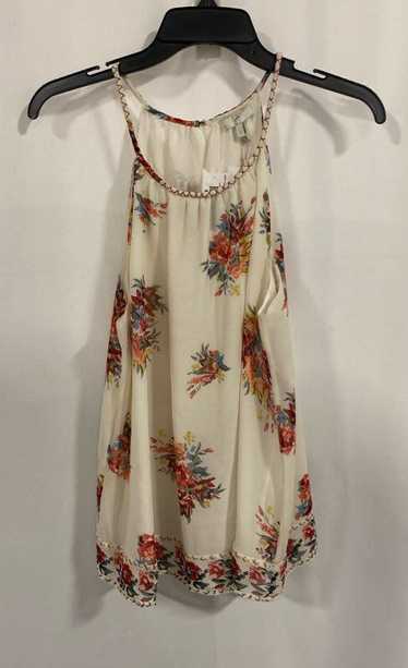 NWT Joie Womens Ivory Floral Round Neck Sleeveless