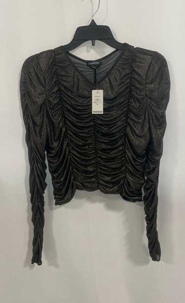 NWT Bebe Womens Black Ruched Sparkle Long Sleeve C