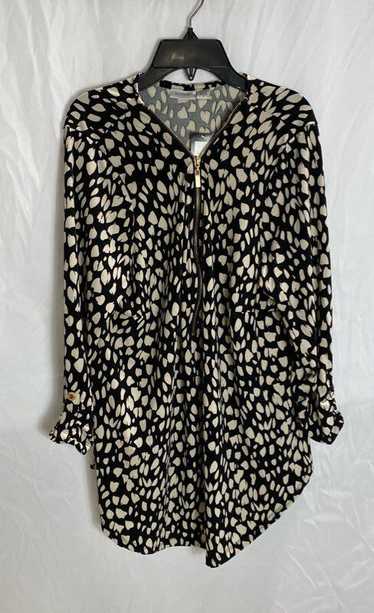 NWT Avenue Womens Black White Printed Long Sleeve 