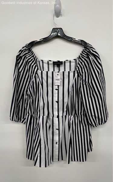 Lane Bryant Black/White Striped Blouse - Size 16