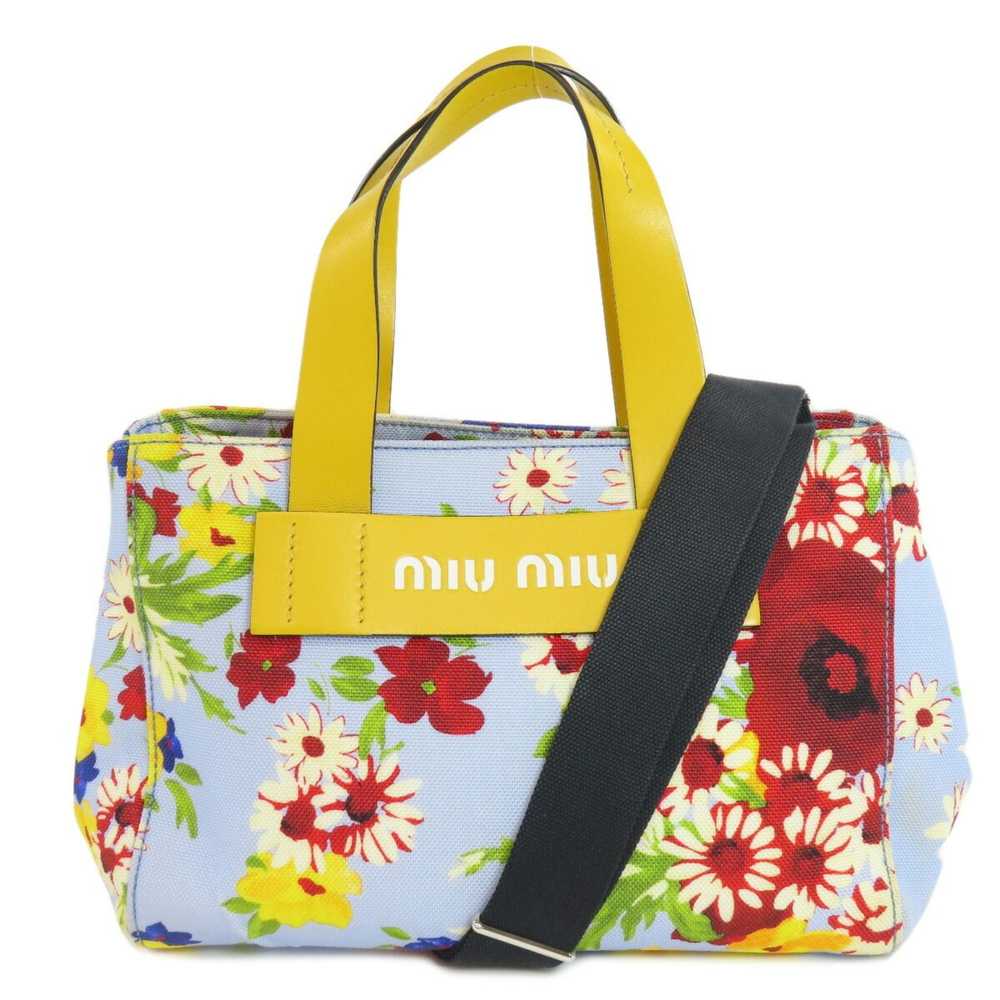 Miu Miu Miu Miu Miu Flower Motif Handbag Canvas W… - image 11