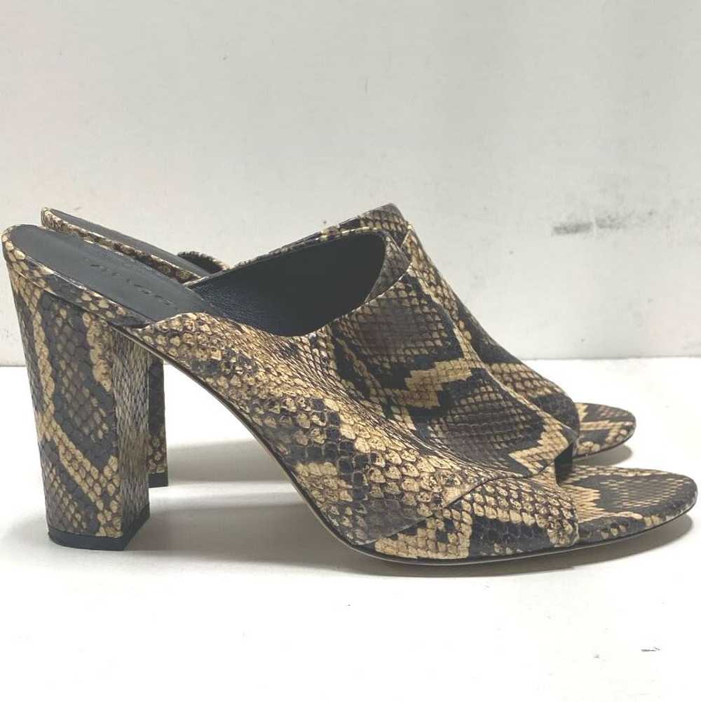 Vince Leather Snake Embossed Mule Sandals Brown 11 - image 1