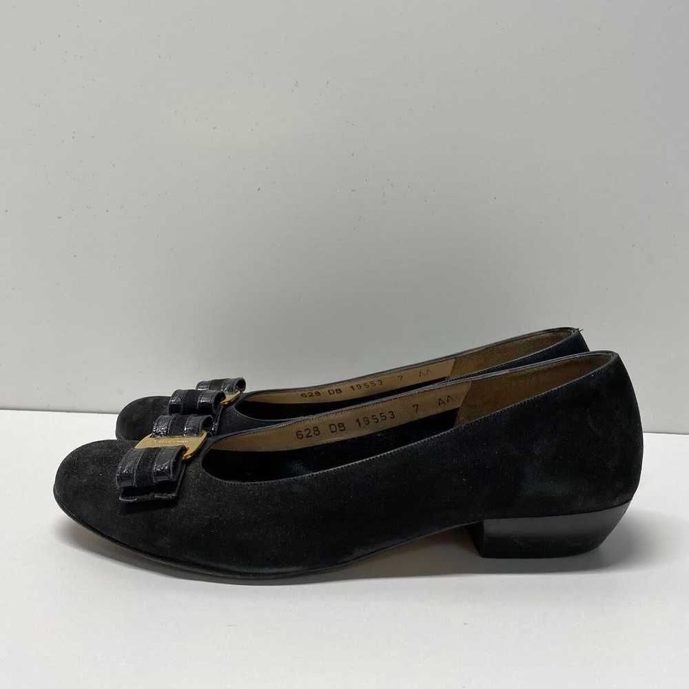 Authentic Salvatore Ferragamo Black Suede Flat W 7 - image 3