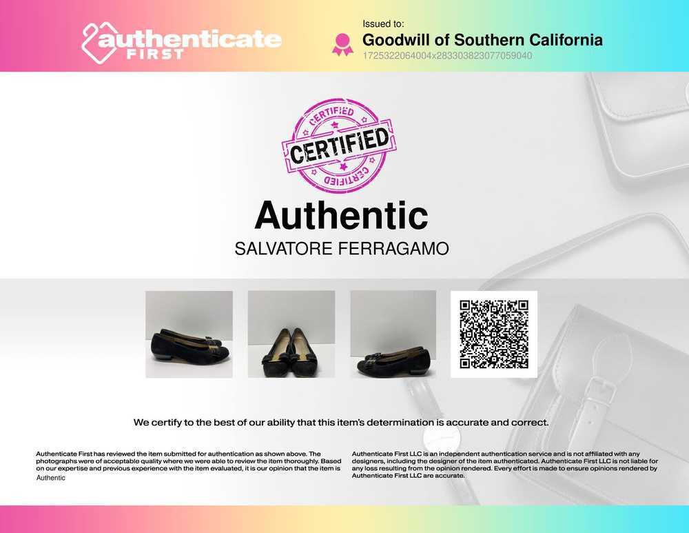 Authentic Salvatore Ferragamo Black Suede Flat W 7 - image 9