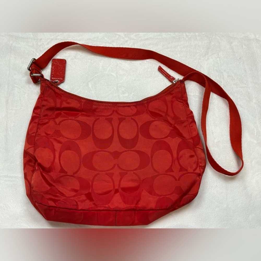 Coach Woman’s Signature Logo Red Nylon Getaway Ad… - image 12