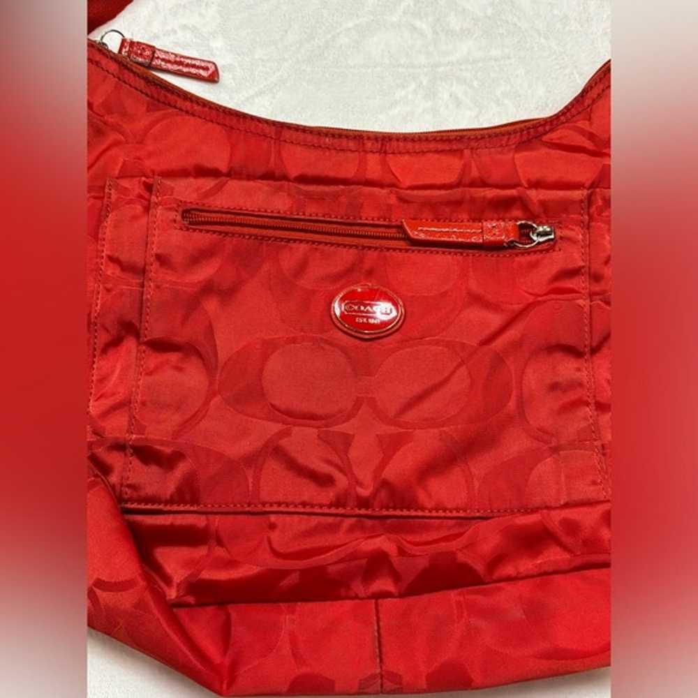 Coach Woman’s Signature Logo Red Nylon Getaway Ad… - image 5