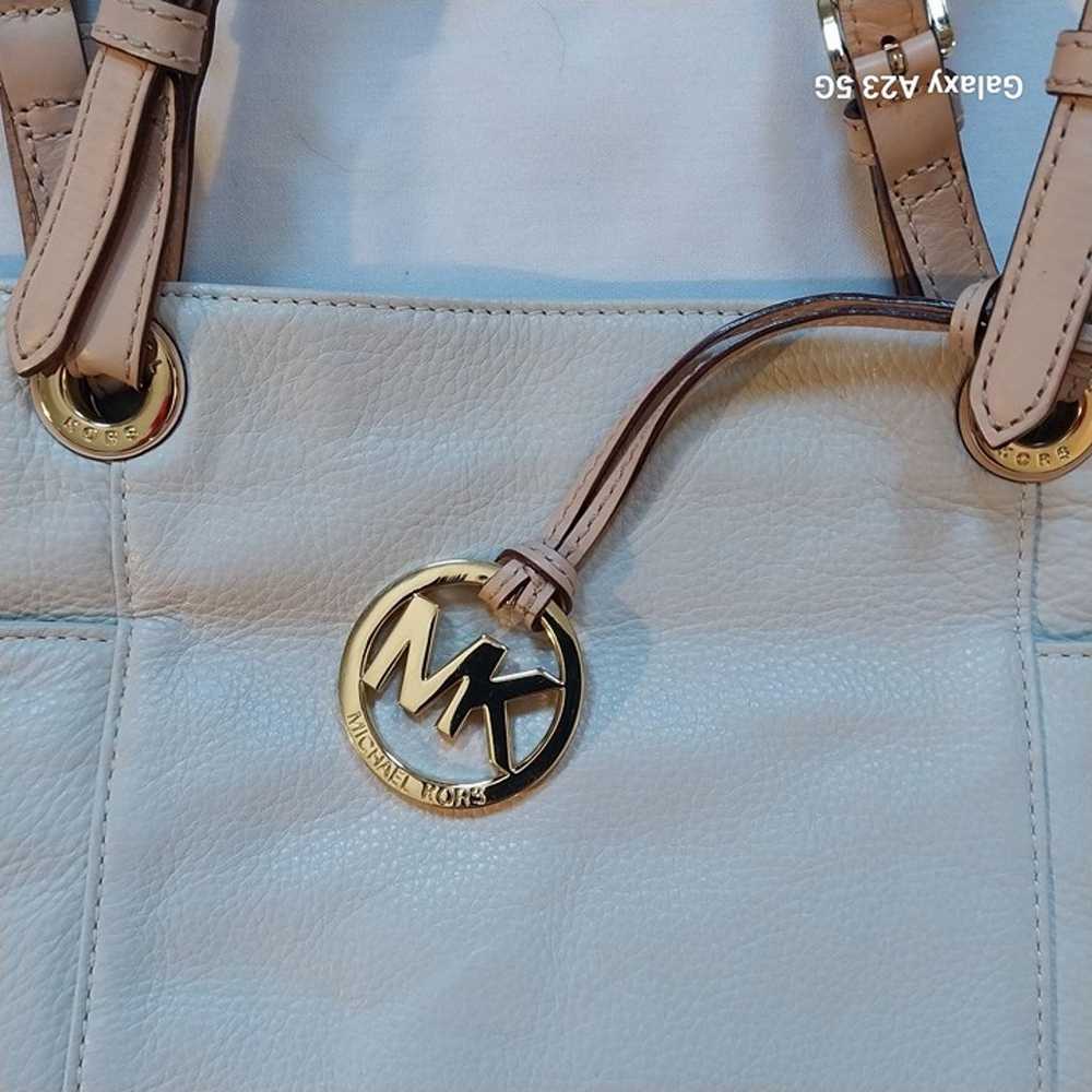 Michael Kors Leather Tote Bag With Gold MK Charm - image 3