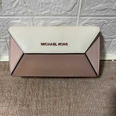 MICHAEL KORS Clutch Bag Pink and White Geometric