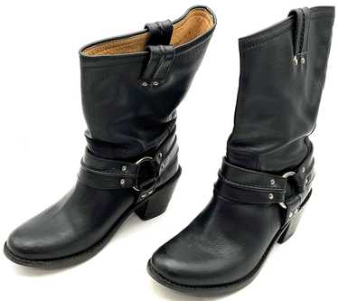 Frye Black Leather Carmen Harness Motorcycle Boot… - image 1