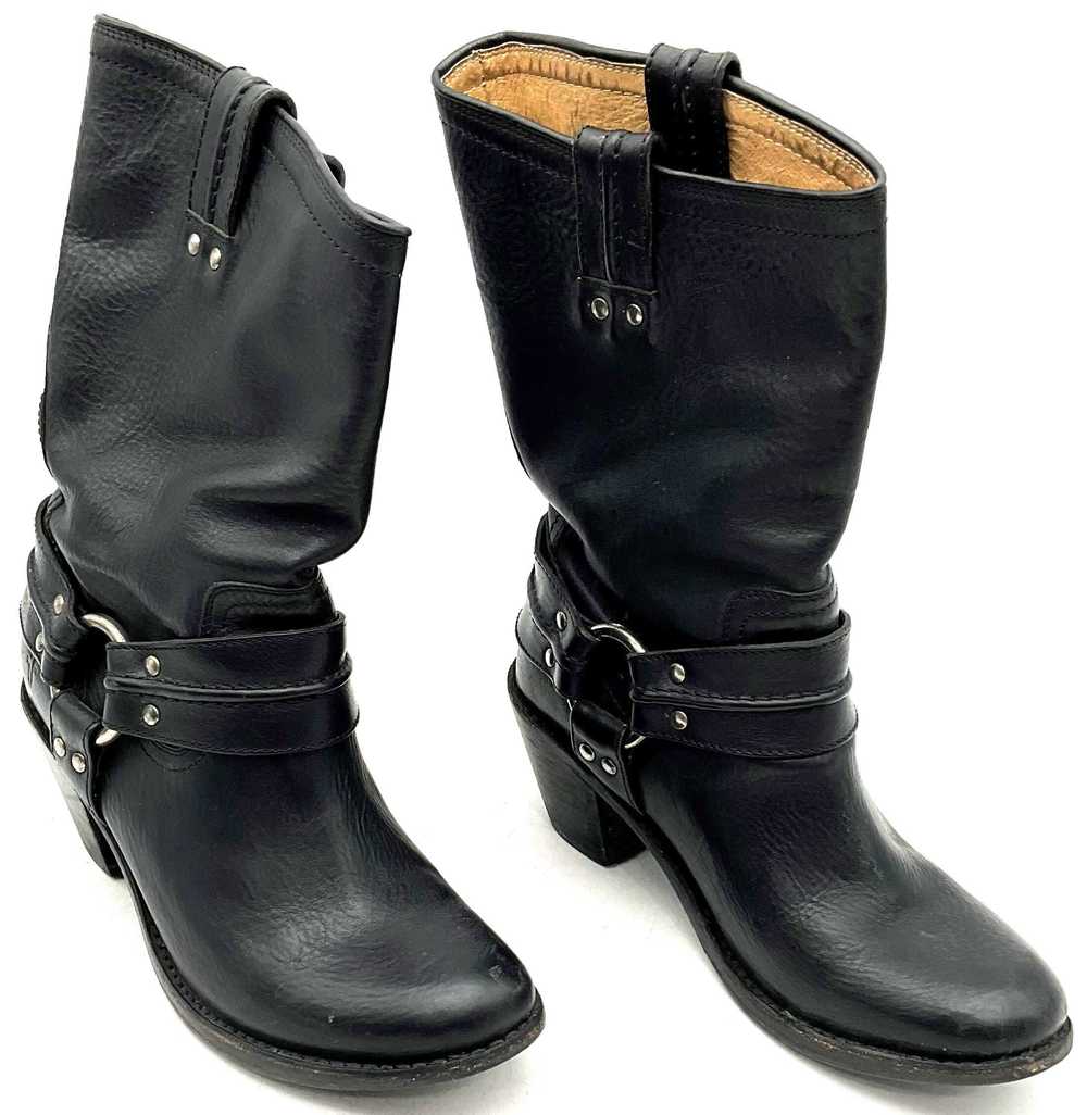 Frye Black Leather Carmen Harness Motorcycle Boot… - image 2