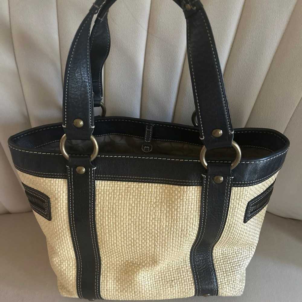 Vintage Coach Leather & Straw - image 4