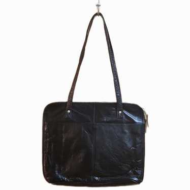 J.Jill Black Slim Leather Briefcase Purse Bag