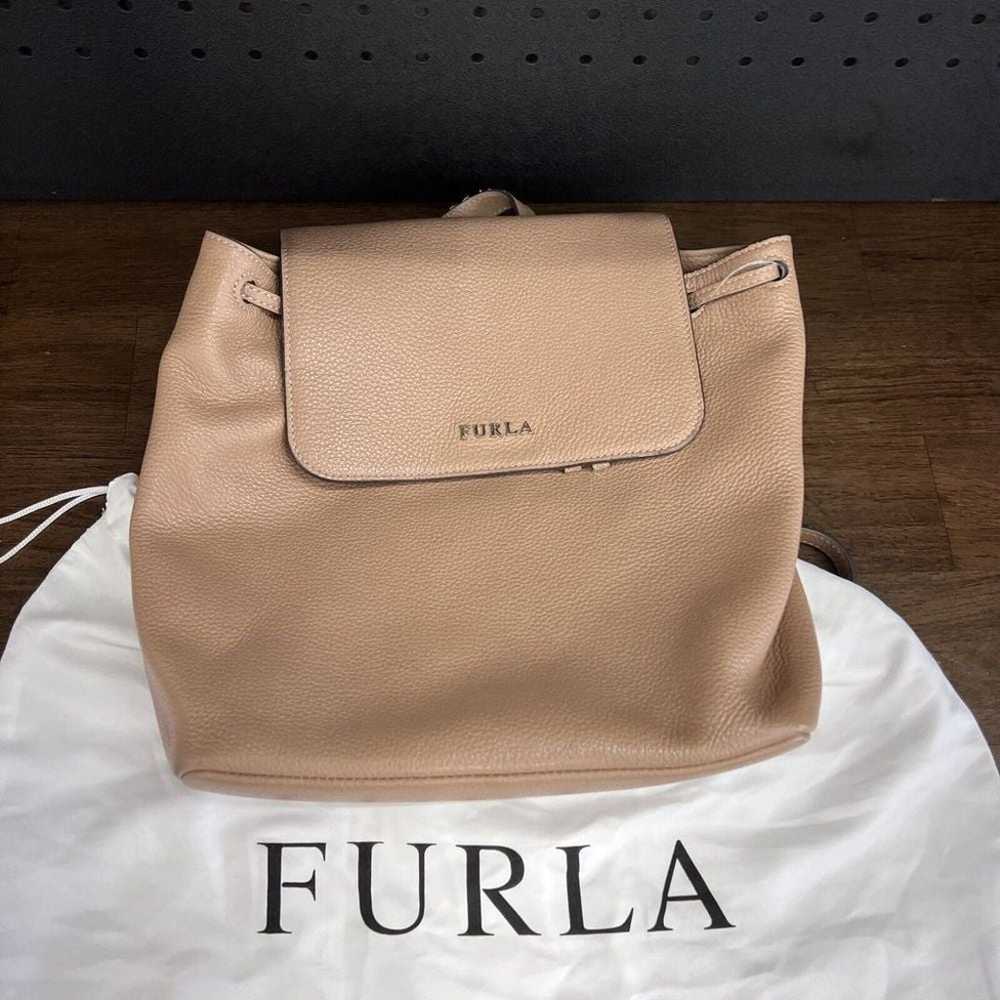 Furla Tan Flap Tie Backpack Women's Leather Gold … - image 3