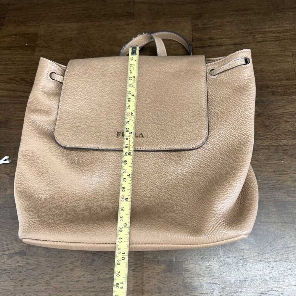 Furla Tan Flap Tie Backpack Women's Leather Gold … - image 9