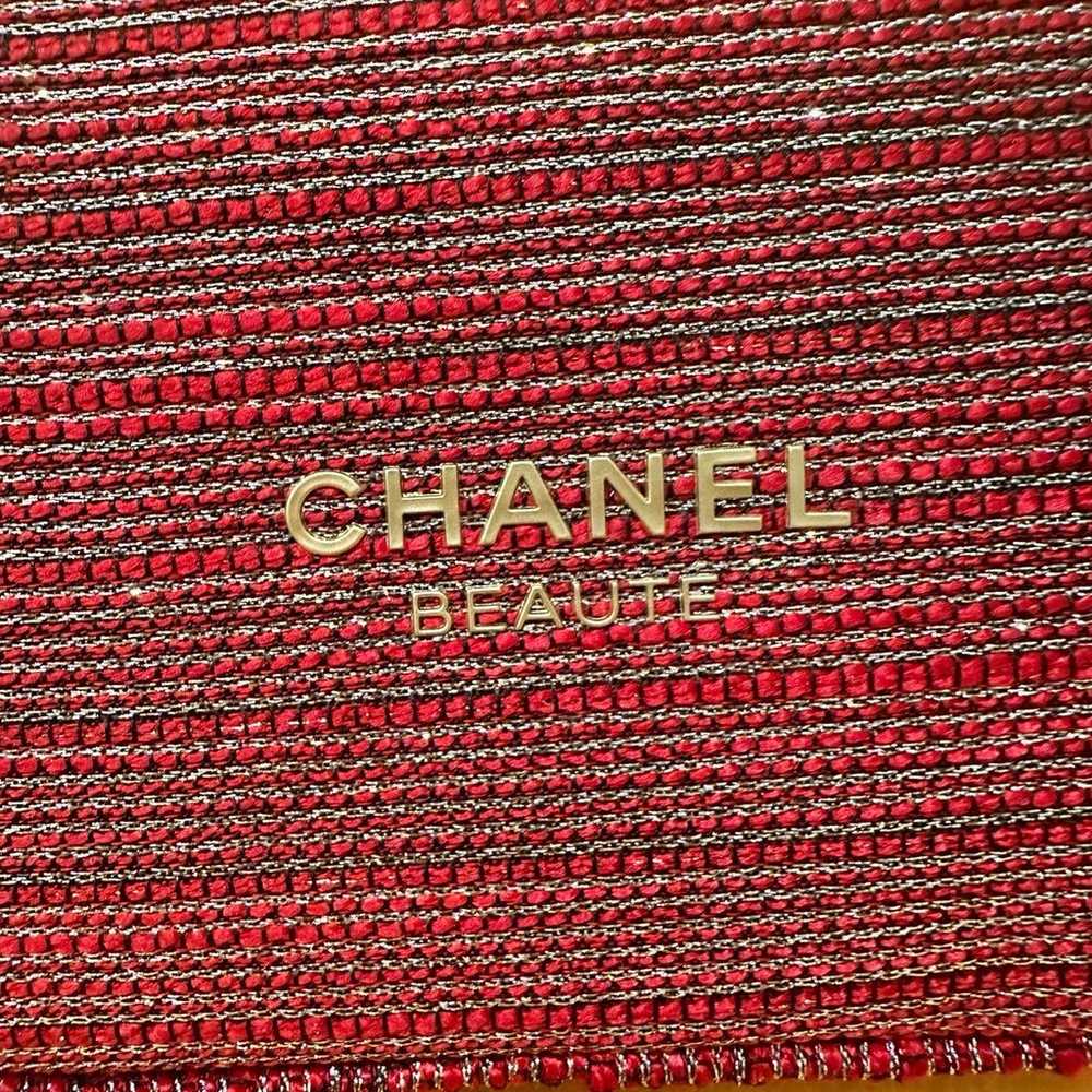 Chanel Makeup Cosmetics Bag Pouch Red with Gold A… - image 6