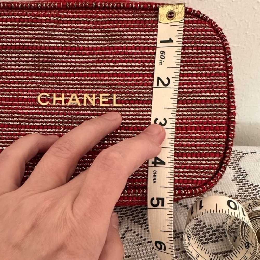 Chanel Makeup Cosmetics Bag Pouch Red with Gold A… - image 8