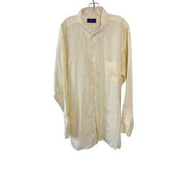 Tom James Yellow Linen Custom Made Button Down Ox… - image 1