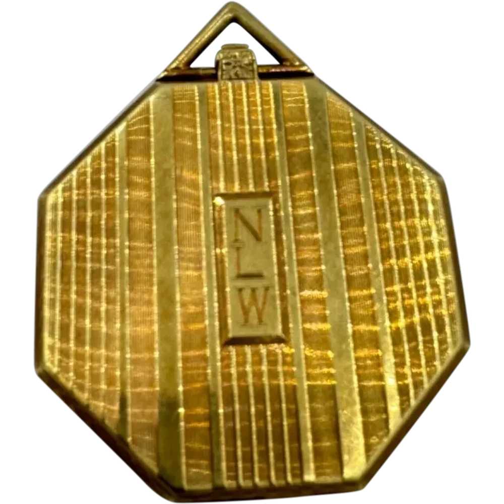 Art Deco 14k Yellow Gold Large Locket Pendant - image 1