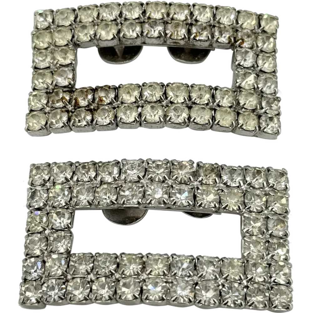 Vintage rhinestone shoe clips - image 1