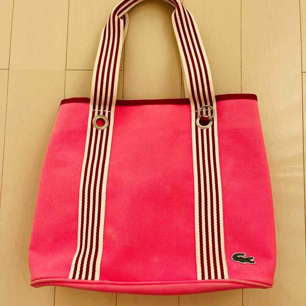 Lacoste Pink Canvas Tote Bag Large - image 2