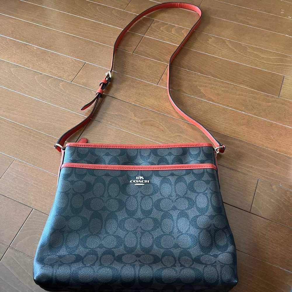 COACH Shoulder Bag Black and Red Medium Size - image 1